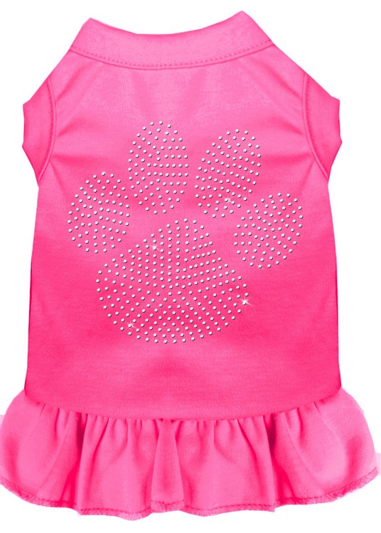 Rhinestone Clear Paw Dress Bright Pink Med